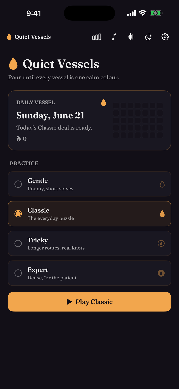 Home screen with the daily puzzle